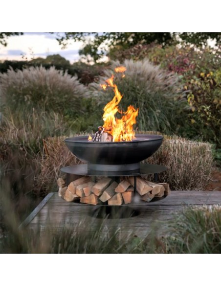 BRASERO RING OF LOGS 90 AVEC GRILLE PIVOTANTE  - TIMOTHY ROSS