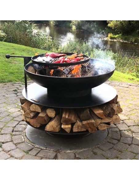BRASERO RING OF LOGS 90 AVEC GRILLE PIVOTANTE  - TIMOTHY ROSS