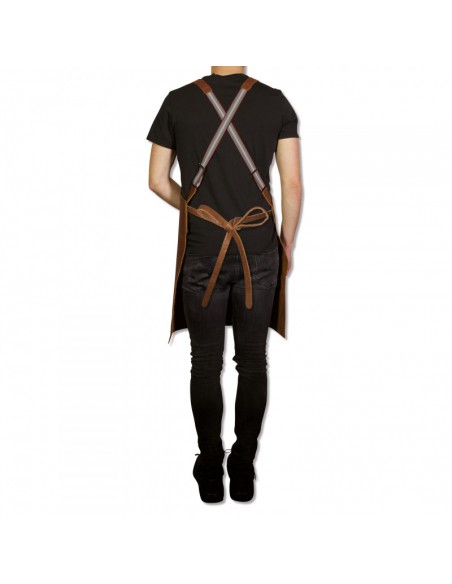 TABLIER A BRETELLES EN CUIR CLASSIC MARRON DUTCHDELUXES
