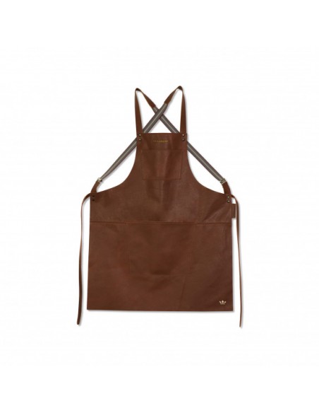 TABLIER A BRETELLES EN CUIR CLASSIC MARRON DUTCHDELUXES