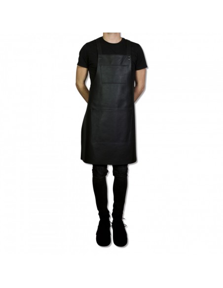 TABLIER A BRETELLES EN CUIR CLASSIC NOIR DUTCHDELUXES