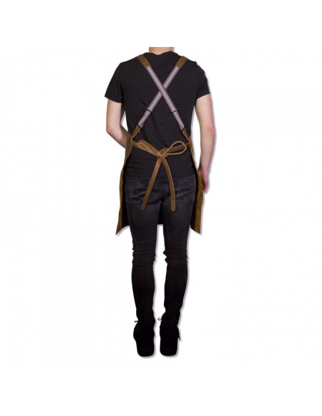 TABLIER A BRETELLES EN CUIR VINTAGE MARRON DUTCHDELUXES