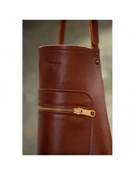 TABLIER ZIPPE EN CUIR CLASSIC MARRON DUTCHDELUXES
