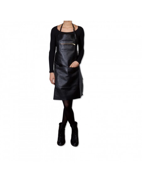 TABLIER ZIPPE EN CUIR CLASSIC NOIR DUTCHDELUXES