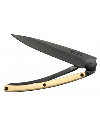 COUTEAU DEEJO 37G - BLACK DORE OR JAUNE