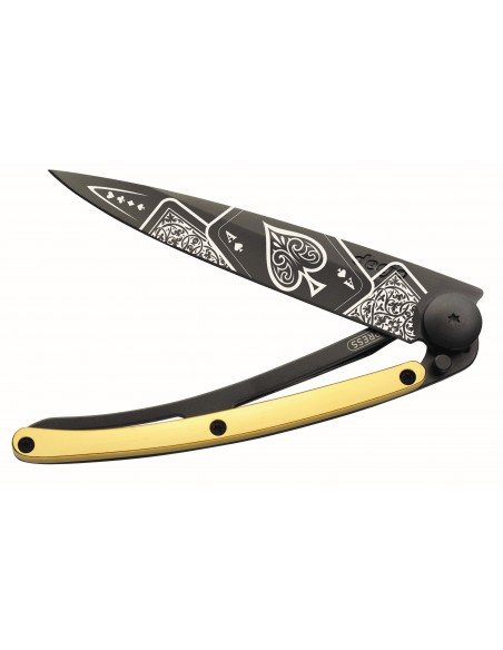 COUTEAU DEEJO 37G - BLACK DORE OR JAUNE - CHANCE