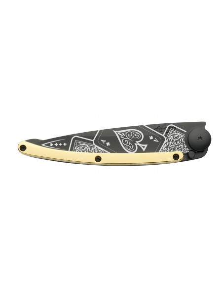 COUTEAU DEEJO 37G - BLACK DORE OR JAUNE - CHANCE