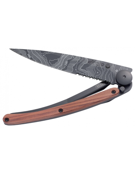 COUTEAU DEEJO SERRATED 37G -TOPOGRAPHIE-BOIS CORAIL