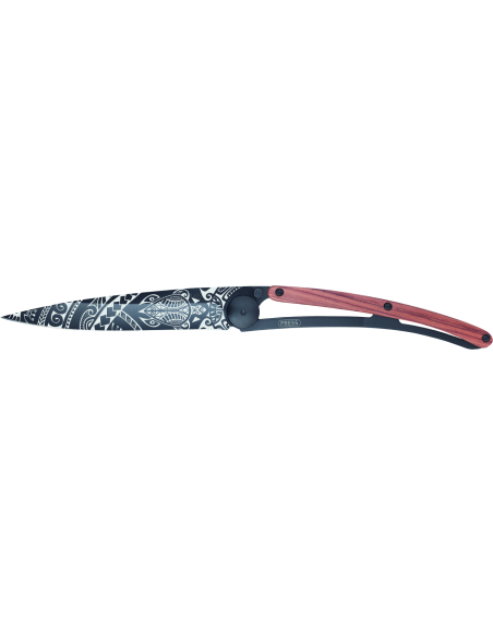 COUTEAU DEEJO TATOO BLACK 37G -POLYNESIEN-BOIS CORAIL