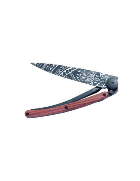 COUTEAU DEEJO TATOO BLACK 37G -POLYNESIEN-BOIS CORAIL