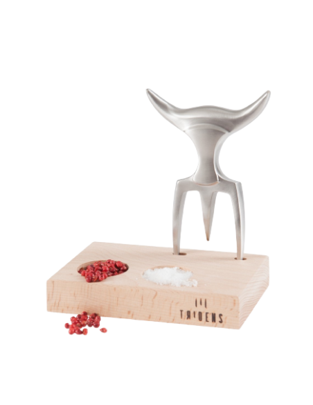 COFFRET FOURCHETTE TRIDENS BRUT SUR SOCLE HETRE