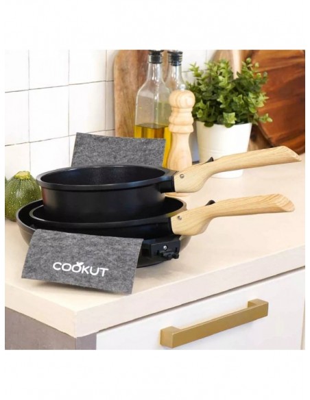 L'INCROYABLE KIT POELES CASSEROLE POIGNEE DETACHABLES COOKUT - NOIR