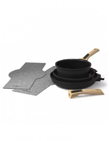 L'INCROYABLE KIT POELES CASSEROLE POIGNEE DETACHABLES COOKUT - NOIR