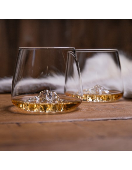 SET 2 VERRES TOPOGRAPHIC EVEREST & MONT BLANC ALASKAN MAKER