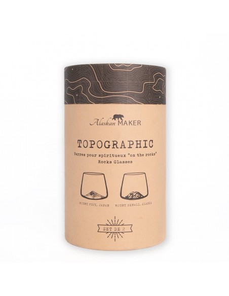 SET 2 VERRES TOPOGRAPHIC FUJI & DENALI - ALASKAN MAKER