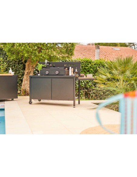 TABLE ROULANTE A CREDENCE NOIR MAT FORGE ADOUR