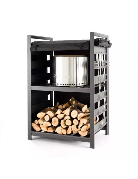 RACK DE RANGEMENT ALUMINIUM NOIR POUR BRASERO SOLO STOVE