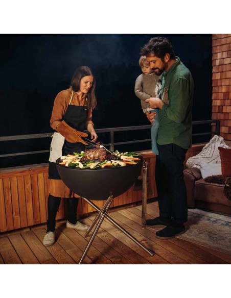 BRASERO BOWL 70 AVEC 2 DEMI PLANCHAS FONTE ET PIED HAUT - HOFATS