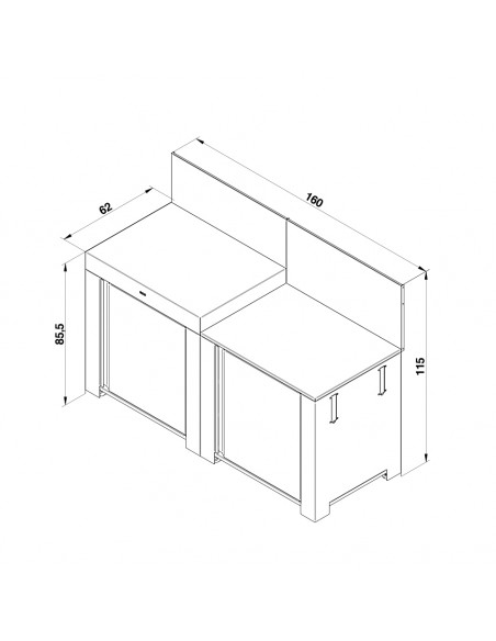 ENSEMBLE CUISINE ENO GRIS CARGO "L'ESSENTIEL" 2 MODULES