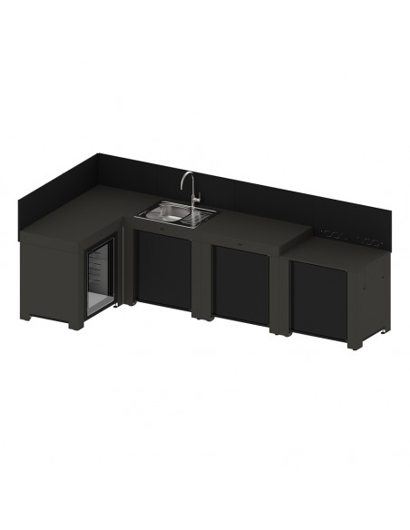 ENSEMBLE CUISINE ENO GRIS CARGO "COMFORT" 4 MODULES + ANGLE