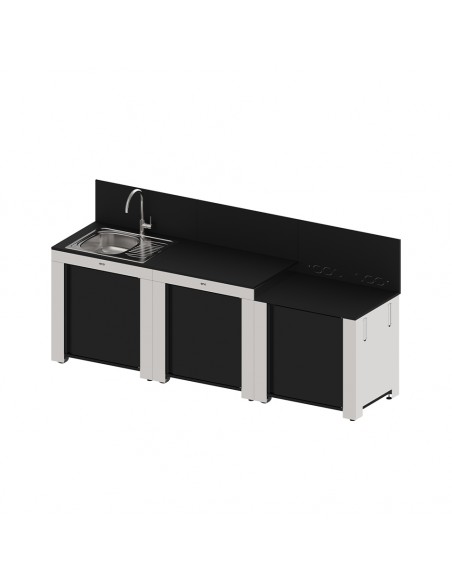 ENSEMBLE CUISINE ENO NOIR INOX "CLASSIC" 3 MODULES