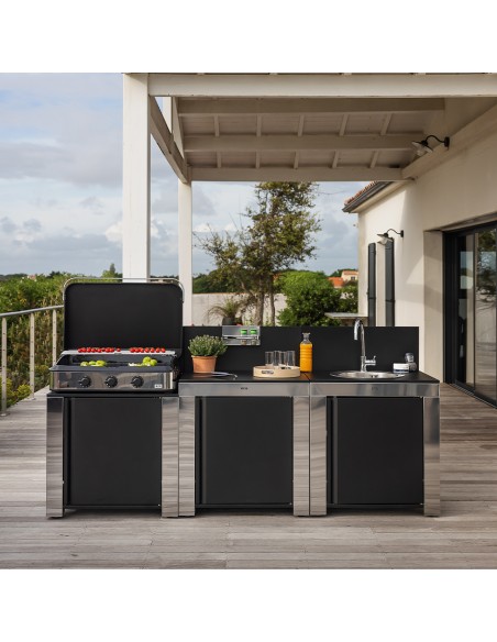 ENSEMBLE CUISINE ENO NOIR INOX "CLASSIC" 3 MODULES