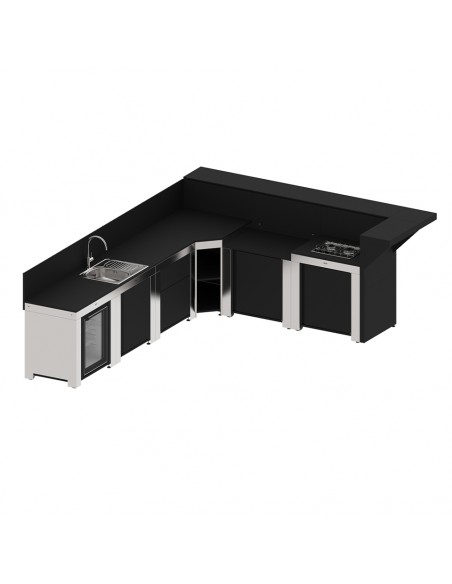 ENSEMBLE CUISINE ENO NOIR INOX "DELUXE" 6 MODULES