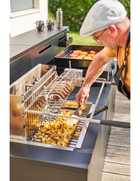 BARBECUE CHARBON ENCASTRABLE 56 CM AVEC ROTISSERIE FORGE ADOUR