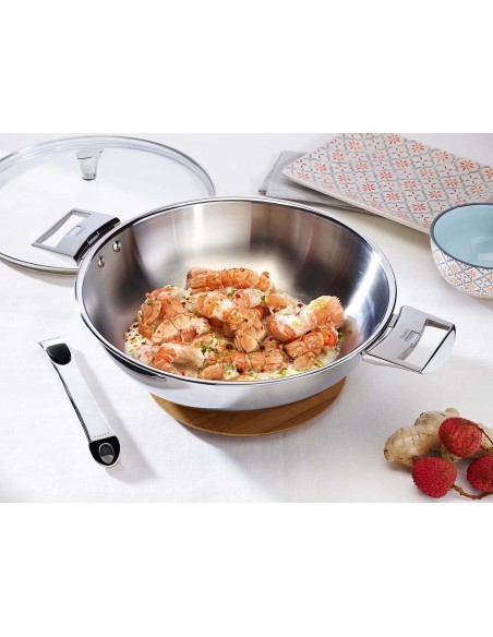 WOK INOX 28CM CASTELINE AMOVIBLE - CRISTEL