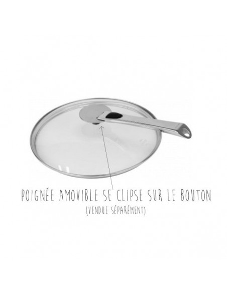 COUVERCLE VERRE INOX 16CM PLATINE - CRISTEL