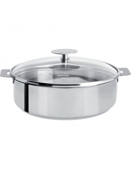 COUVERCLE VERRE INOX 16CM PLATINE - CRISTEL