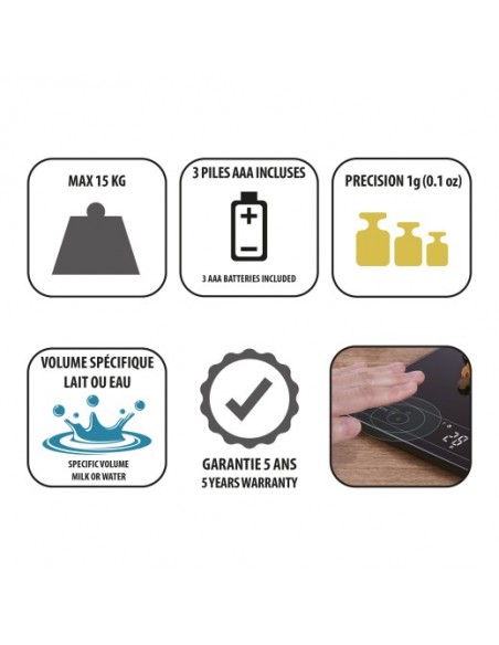 BALANCE DE CUISINE 15KG TARE SANS CONTACT - CRISTEL