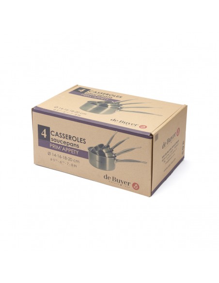 LOT 4 CASSEROLES 14, 16, 18, 20 CM PRIM APPETY - DE BUYER