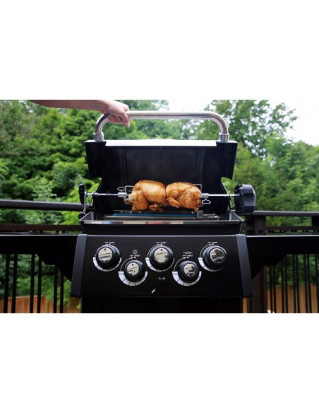 BARBECUE GAZ ROYAL 390 SHADOW NOIR AVEC ROTISSOIRE - BROIL KING