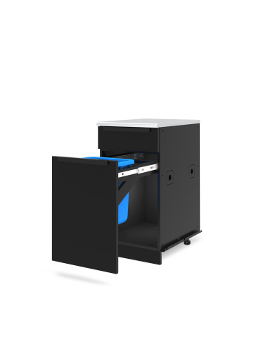 MEUBLE POUR POUBELLES NOIR & INOX -...