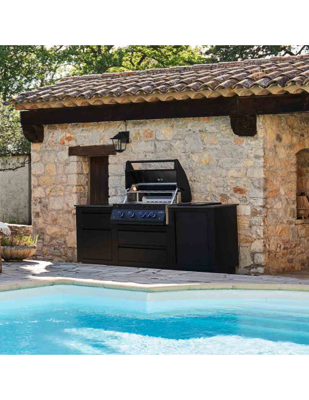 CUISINE D'EXTERIEUR OASIS NOIR MAT AVEC BARBECUE BIG 32 NOIR - NAPOLEON