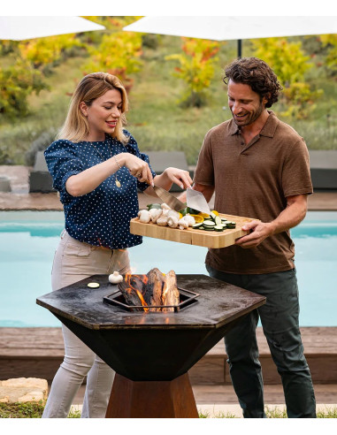 BRASERO PLANCHA HEXAGONE AGAPE 85 CORTEN