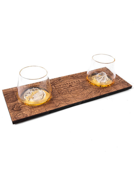 PRESENTOIR TOPOGRAPHIC POUR 2 VERRES SPIRITUEUX - ALASKAN MAKER