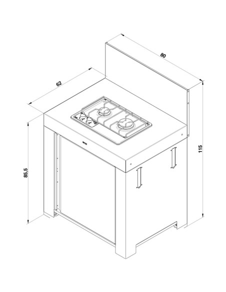 MODULE TABLE DE CUISSON MASTER 2 FEUX GAZ GRIS CARGO - ENO