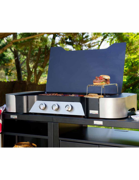 PLANCHA GAZ XL EXCLUSIVE 375 DUO INOX AVEC CAPOT - LE MARQUIER