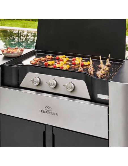 PLANCHA GAZ XL EXCLUSIVE 375 DUO AVEC CHARIOT ET CAPOT - LE MARQUIER