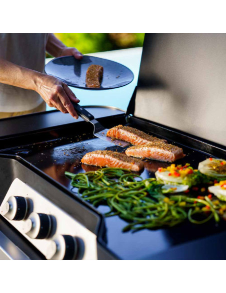 PLANCHA GAZ XL EXCLUSIVE 375 DUO AVEC CHARIOT ET CAPOT - LE MARQUIER
