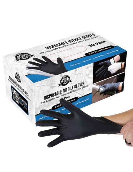 BOITE DE 50 GANTS EN NITRILE + 2 GANTS COTON - PIT BOSS